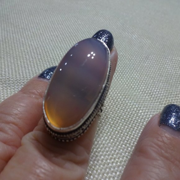 Beautiful "PALE PINK BOTSWANA AGATE" Handmade Sterling Ring Size 6.5 #442B - Picture 1 of 3